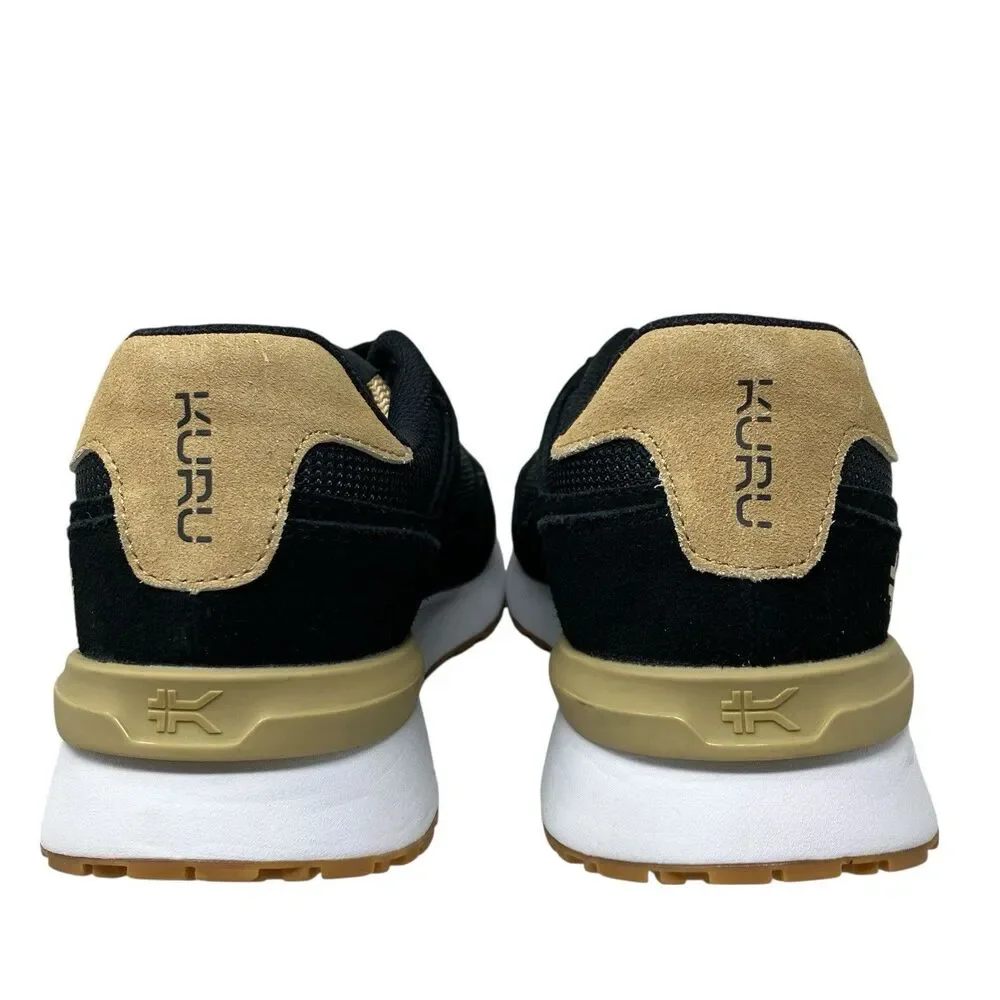 Kuru Apogee‎ Retro Sneakers Mens 9.5 Black Suede Tan Supportive Walking Shoes